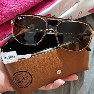 Ray-Ban Gold and Brown Sunglasses